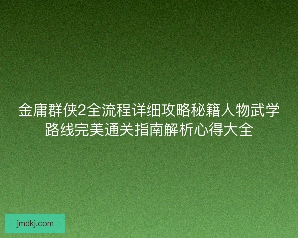 金庸群侠2全流程详细攻略秘籍人物武学路线完美通关指南解析心得大全