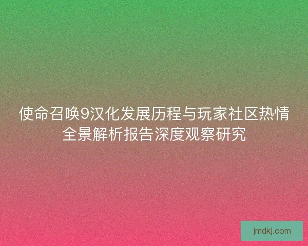 使命召唤9汉化发展历程与玩家社区热情全景解析报告深度观察研究